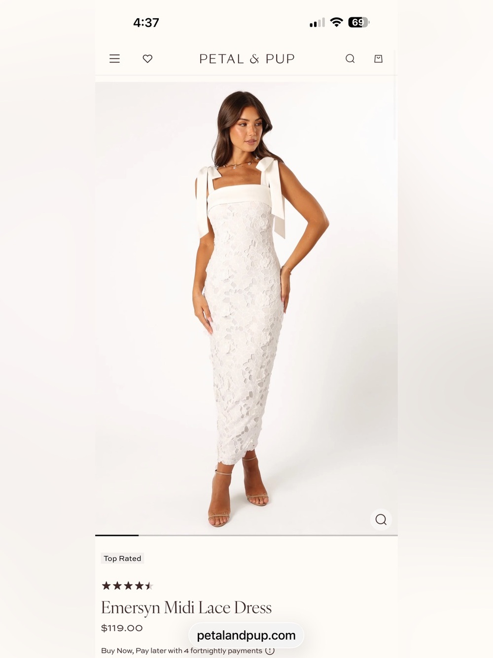 Petal & Pup White Lace Midi Dress with Tie Straps